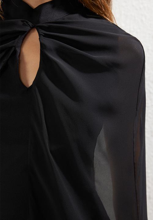 Trendyol - Cape Detailed Dress - Black