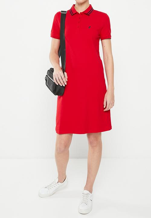 POLO - Wmn Leah s/s Golfer Dress - Red Black