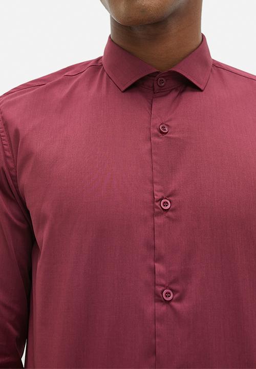 Superbalist - New fit easy care slim fit shirt - burgundy