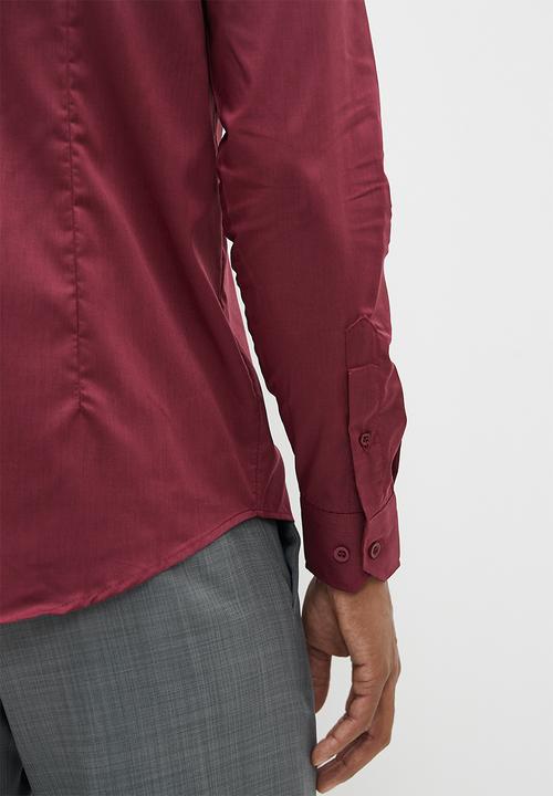 Superbalist - New fit easy care slim fit shirt - burgundy