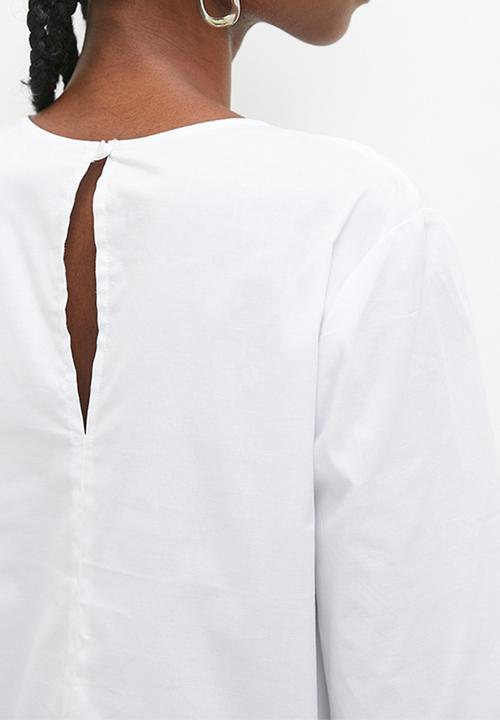 Superbalist - Asymmetric frill wide sleeve shell - white