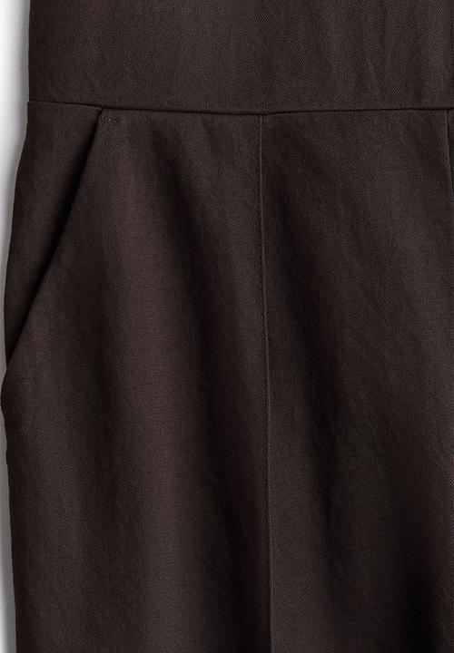 H&M - High-waisted tailored trousers - dark brown
