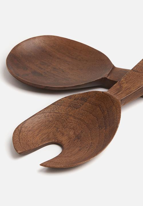H&M - Mango wood salad servers - brown