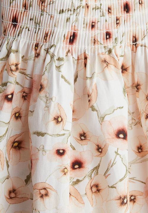 H&M - Smock-topped dress - white/floral