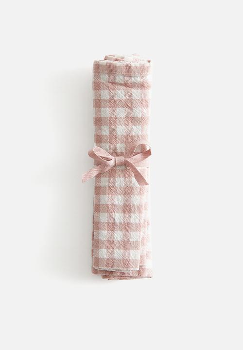 H&M - 2-Pack napkins - dusty pink gingham check