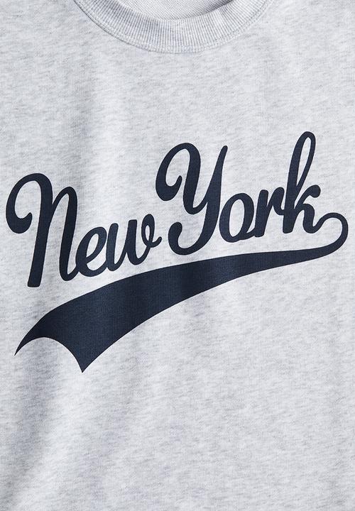 H&M - Print-motif short top -  light grey marl/new york 
