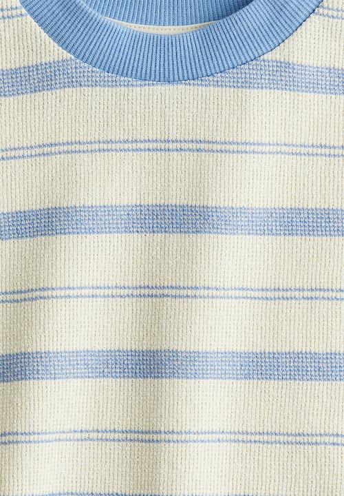 H&M - Loose-fit jacquard T-shirt - light yellow/striped