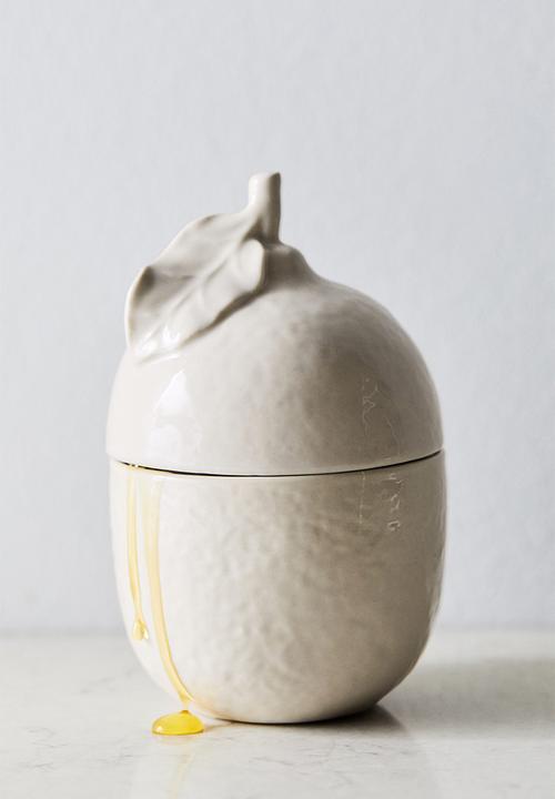 H&M - Lemon-shaped stoneware jar - light beige
