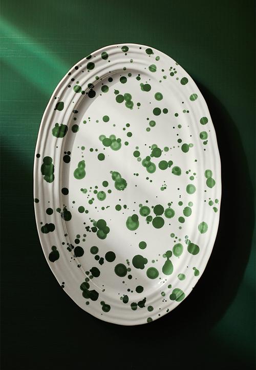 H&M - Speckled-glaze stoneware serving plate - green spotted