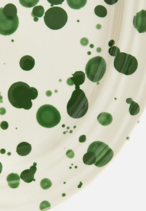 H&M - Speckled-glaze stoneware serving plate - green spotted
