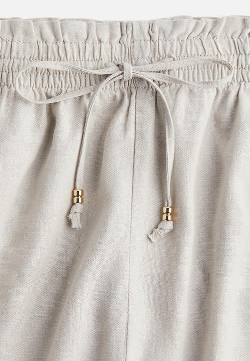 H&M - Linen-blend drawstring shorts - beige