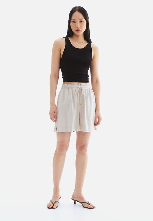 H&M - Linen-blend drawstring shorts - beige