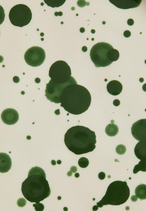 H&M - Large stoneware plate - green spotted