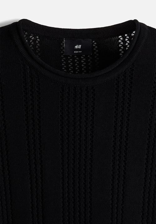H&M - Regular fit pointelle-knit jumper - black