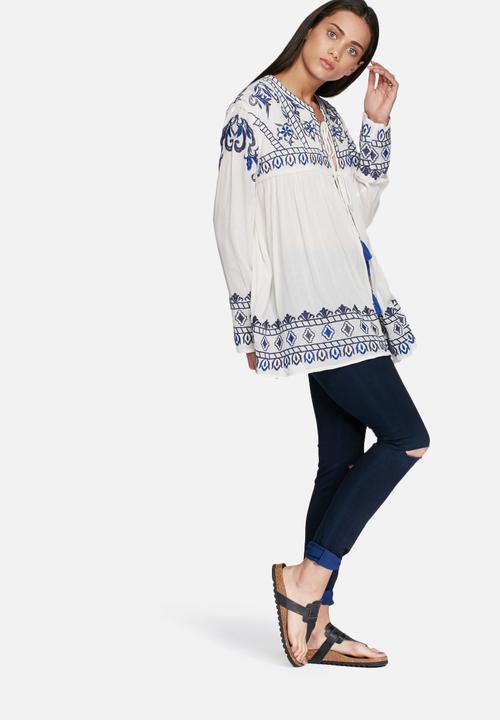 Glamorous - Embroidered front tie jacket