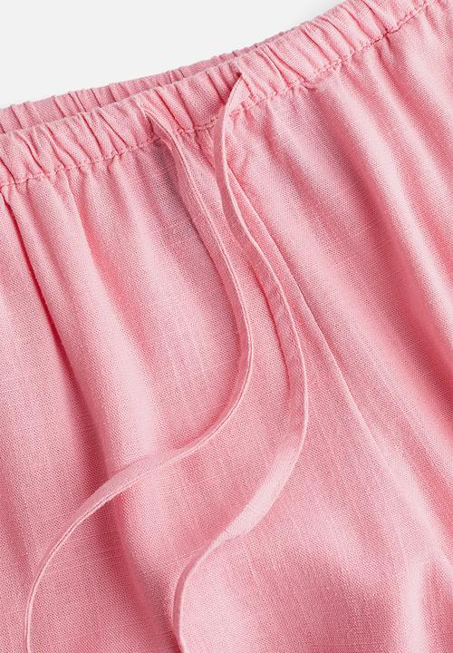 H&M - Straight drawstring trousers - light pink 