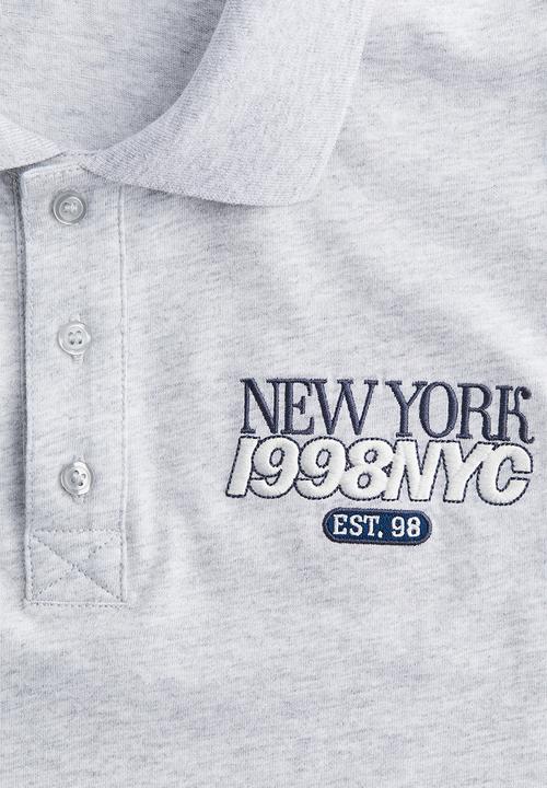 H&M - Cotton rugby shirt - light grey marl new york
