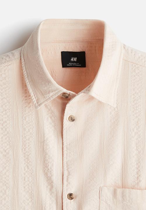 H&M - Regular fit textured short-sleeved shirt - orange