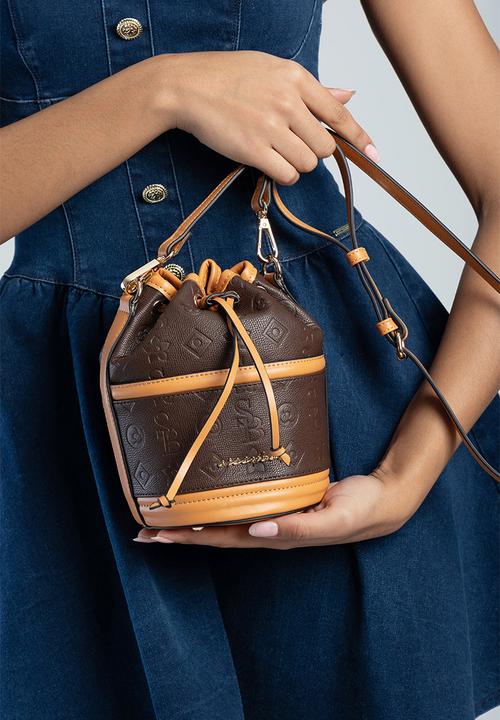 SISSY BOY - Mini embossed bucket bag - brown