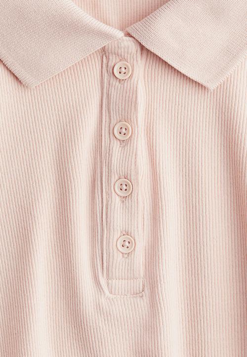 H&M - Ribbed polo shirt - light peach pink