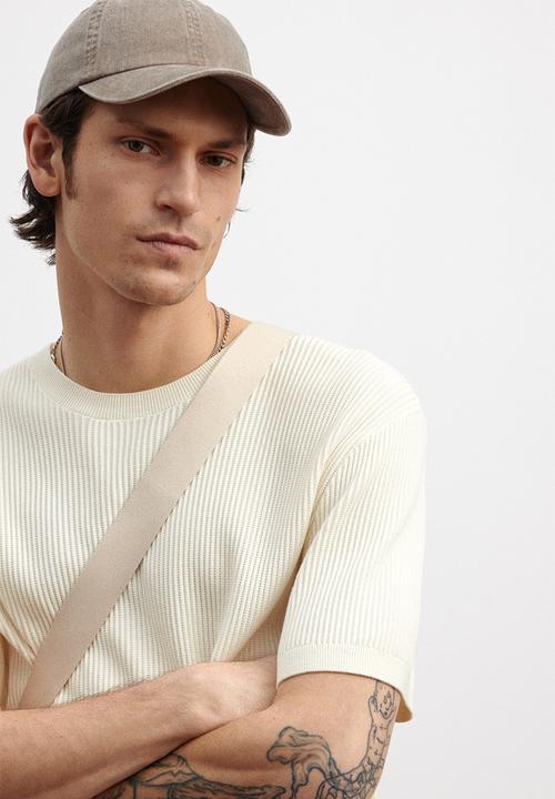 H&M - Regular fit rib-knit T-shirt - cream