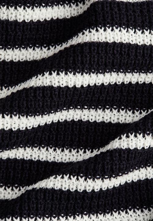 H&M - Knitted bodycon dress - navy blue striped