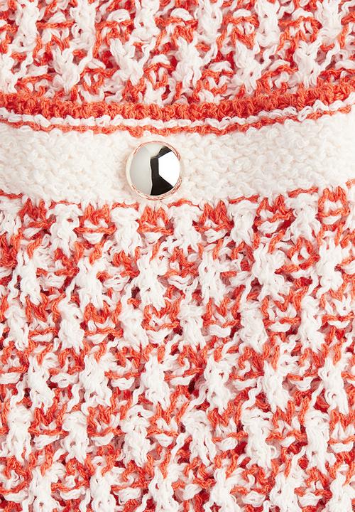 H&M - Pocket-detail textured-knit dress - orange/patterned