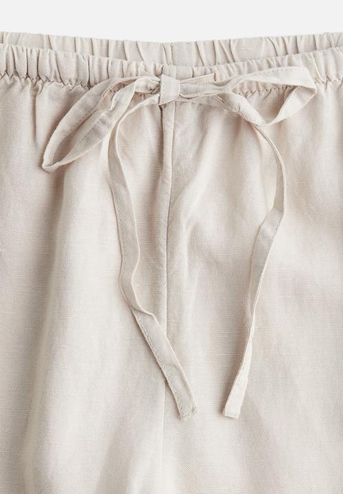 H&M - Linen-blend drawstring trousers - light beige