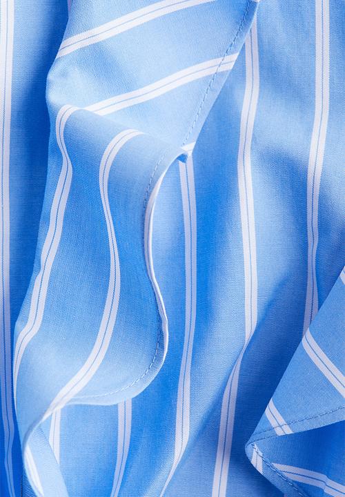 H&M - Tie-front poplin blouse - light blue striped