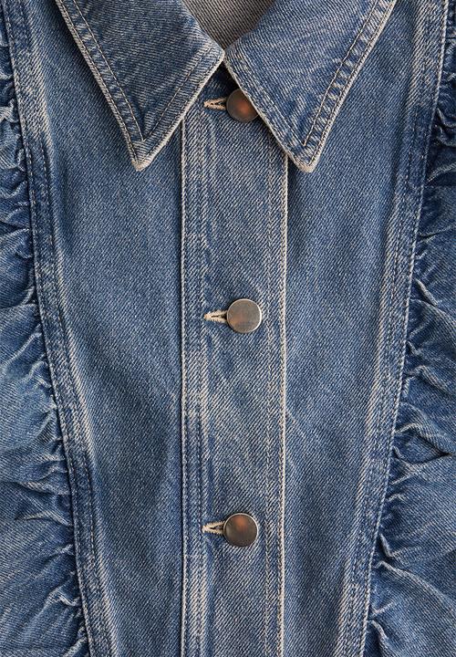 H&M - Frill-trimmed denim jacket - light denim blue