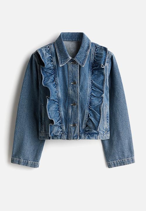 H&M - Frill-trimmed denim jacket - light denim blue
