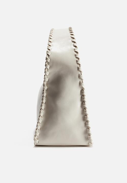 H&M - Interwoven-detail shoulder bag - light beige