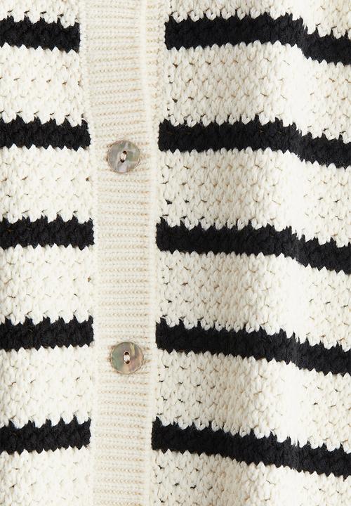 H&M - Crochet-look cardigan - cream striped