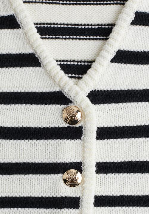 H&M - Button-front sweater vest - cream striped 