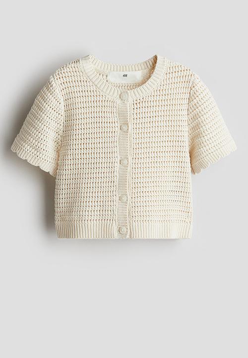 H&M - Pointelle-knit cardigan - light beige