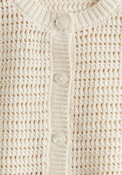 H&M - Pointelle-knit cardigan - light beige