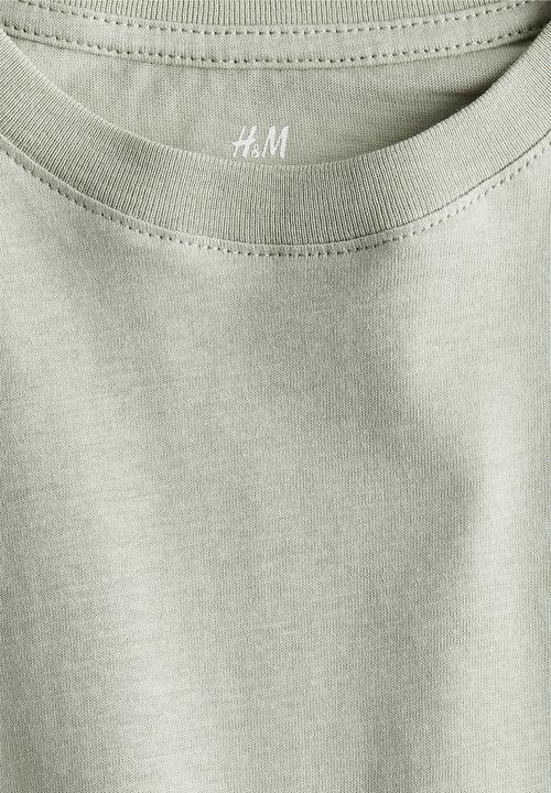 H&M - Cotton jersey T-shirt - light dusty green