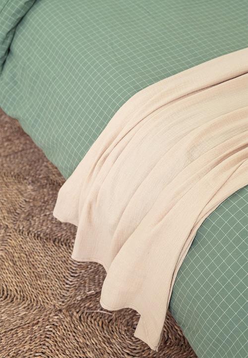 Phlo Studio - Check Washed Cotton Duvet Set - Green