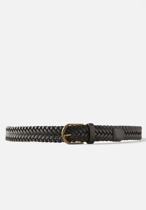 Cotton On - Signature Braided Belt - Black/Burnished Gold