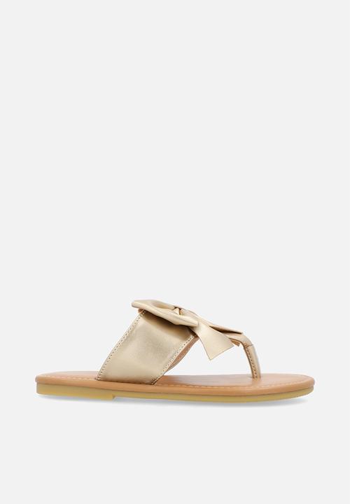 Pop Candy - Bow detail thong sandal - gold