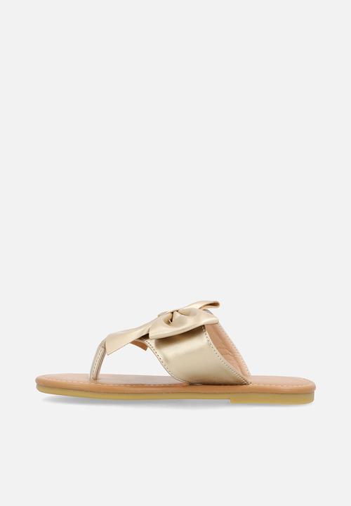 Pop Candy - Bow detail thong sandal - gold