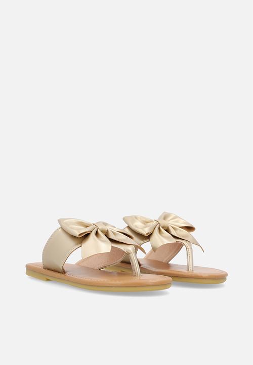 Pop Candy - Bow detail thong sandal - gold