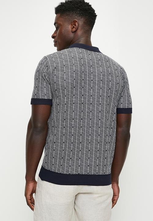 Brave Soul - Knitwear Polo T-Shirt - Dark Navy