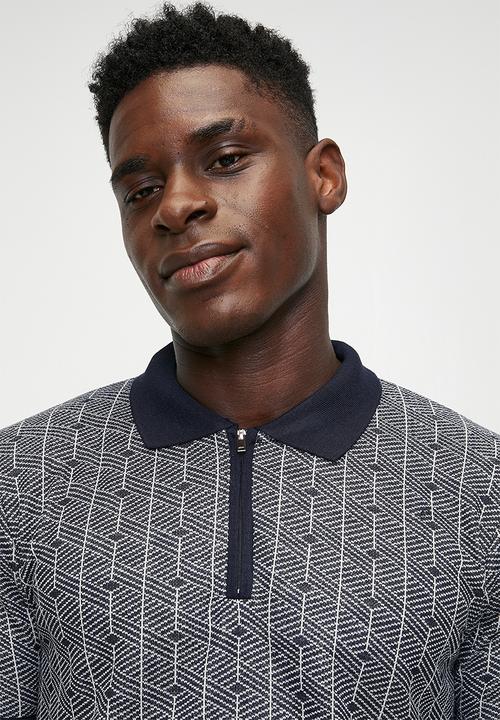 Brave Soul - Knitwear Polo T-Shirt - Dark Navy