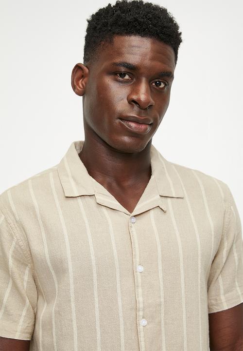 Brave Soul - Short Sleeve Stripe Shirt - Stone