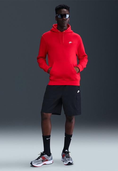 nike red club hoodie