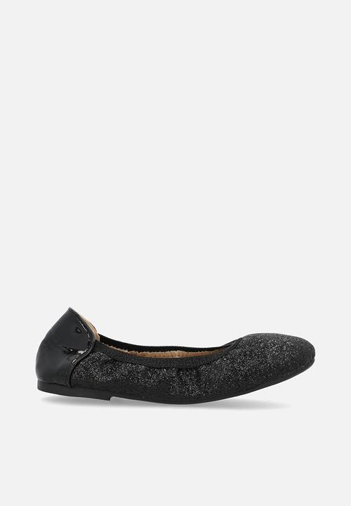 Pop Candy - Metallic glitter elasticated pumps - black