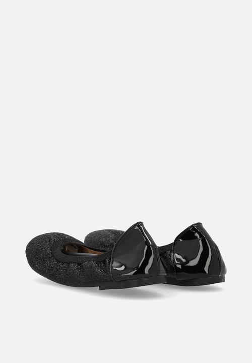 Pop Candy - Metallic glitter elasticated pumps - black