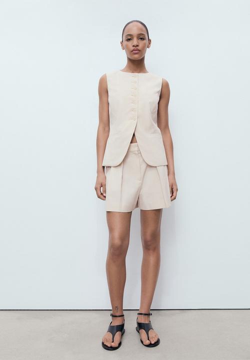 MANGO - Shorts Greta - Light Beige