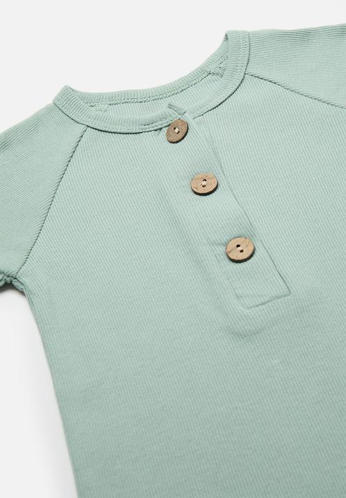 Pop Candy - Button down romper - sage green